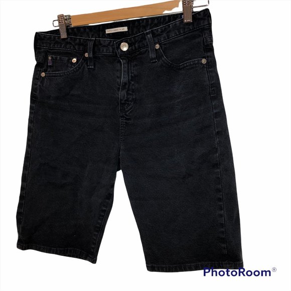 Alexa Chung AG Adriano Goldschmied black long jeans shorts EUC 28 - Picture 1 of 4